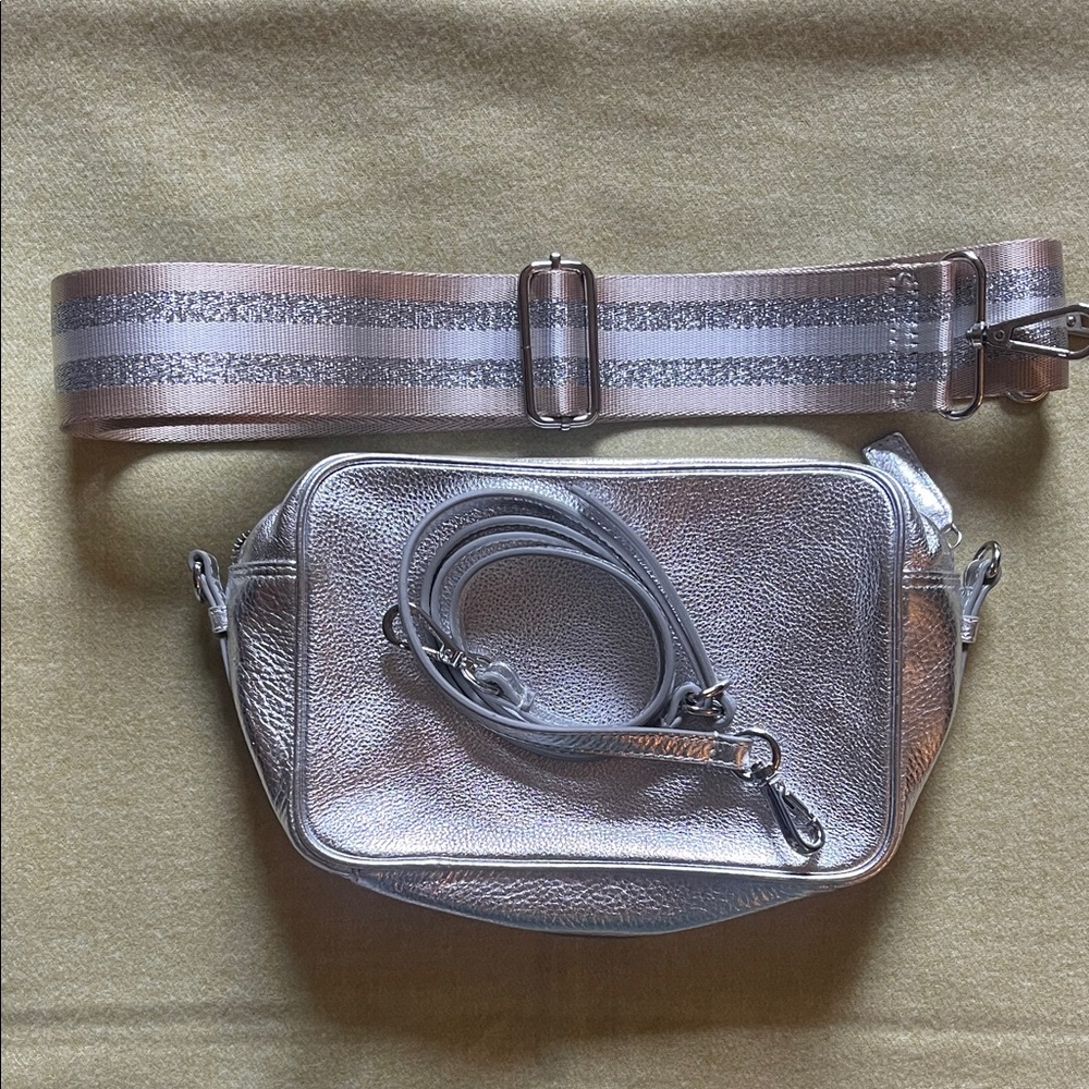 Silver Crossbody Bag with Adjustable Straps